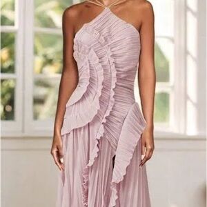 Elegant Pink Ruffled Dress